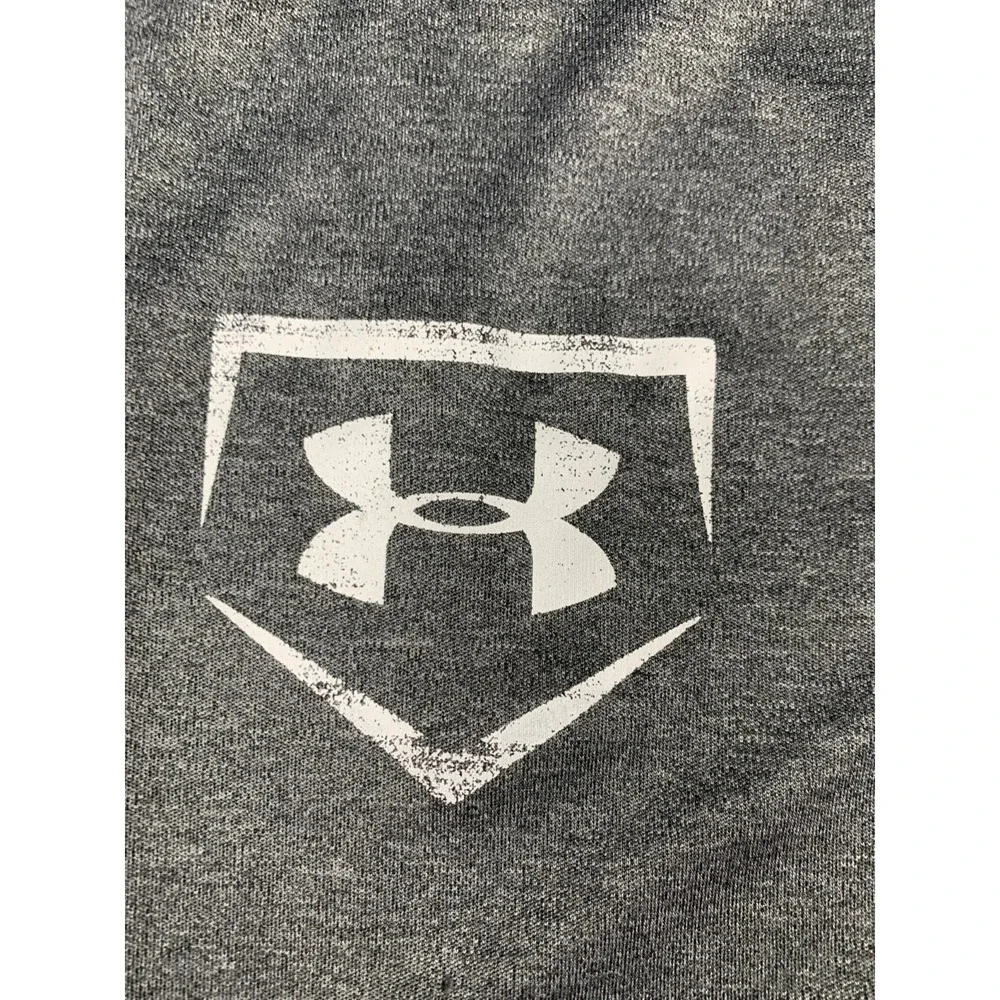 Under Armour Shirt Mens S Gray‎ Black HeatGear Fitted 3/4 Sleeve Baseball